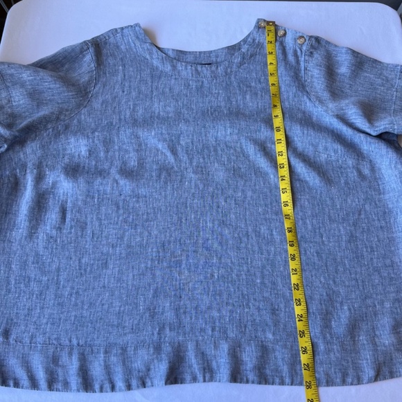 Land’s End 100% Linen Boxy Button Shoulder/Collar Pullover Shirt - Picture 3 of 9